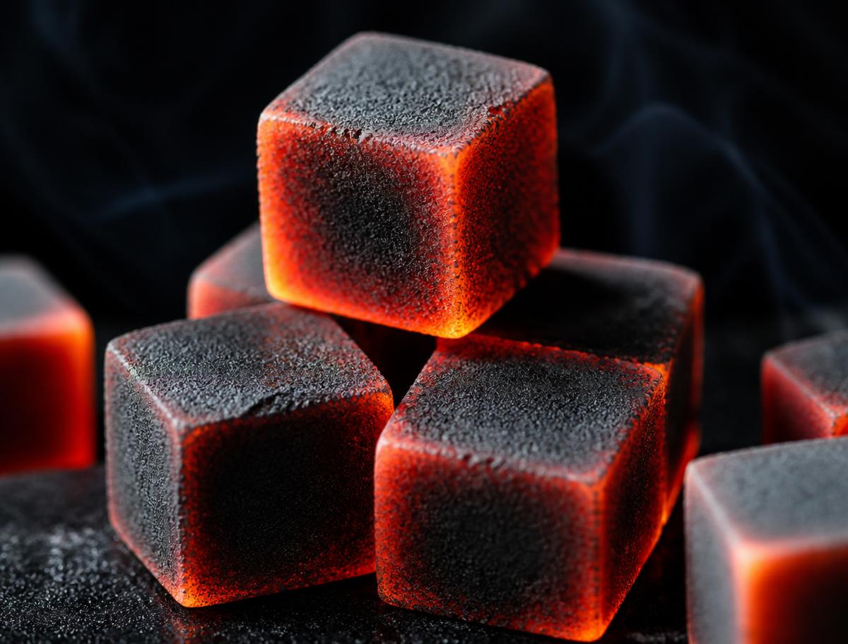 COCOPREM coconut charcoal briquettes burning with consistent heat