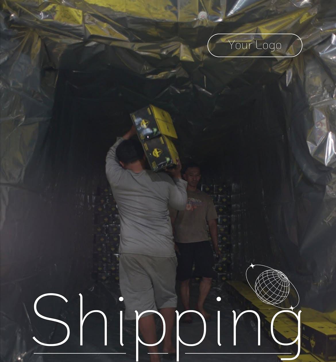 Packed coconut charcoal cartons being loaded for container shipping